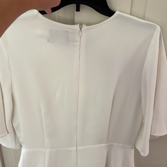 Do+Be White Faux Wrap Tie Waist Flutter Sleeve Dress - Picture 11 of 11